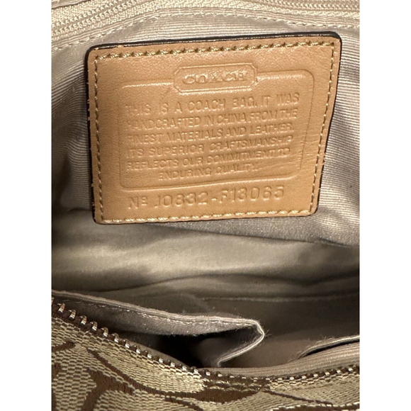 Y2K Vintage Coach Bag Jacquard Signature Braided Belt Shoulder Bag Tan Leather - Picture 9 of 10